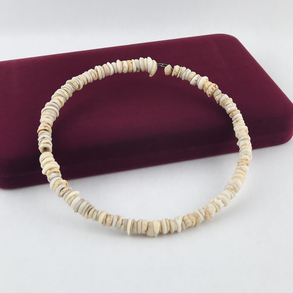 Vintage 70s Authentic Tiger Puka Shell Choker Necklace 38g Real Wire Clasp Boho